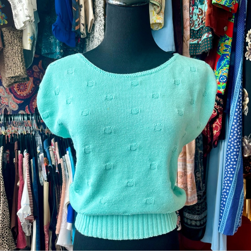 Vintage Mint Short Sleeved Sweater
